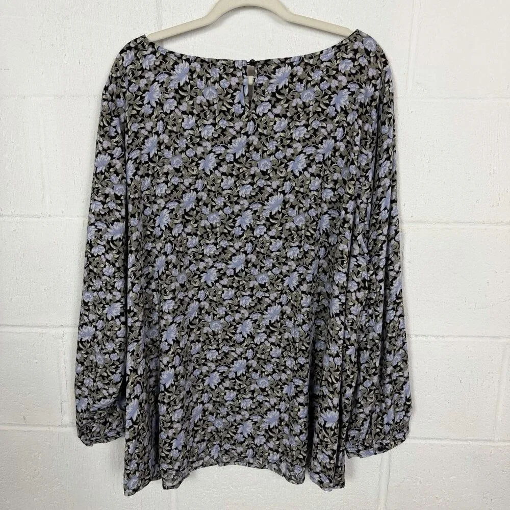 Ellos NWT Women's Top Blue Floral Drapey Office Work Romantic Fairy Plus Size 26 - Picture 8 of 15